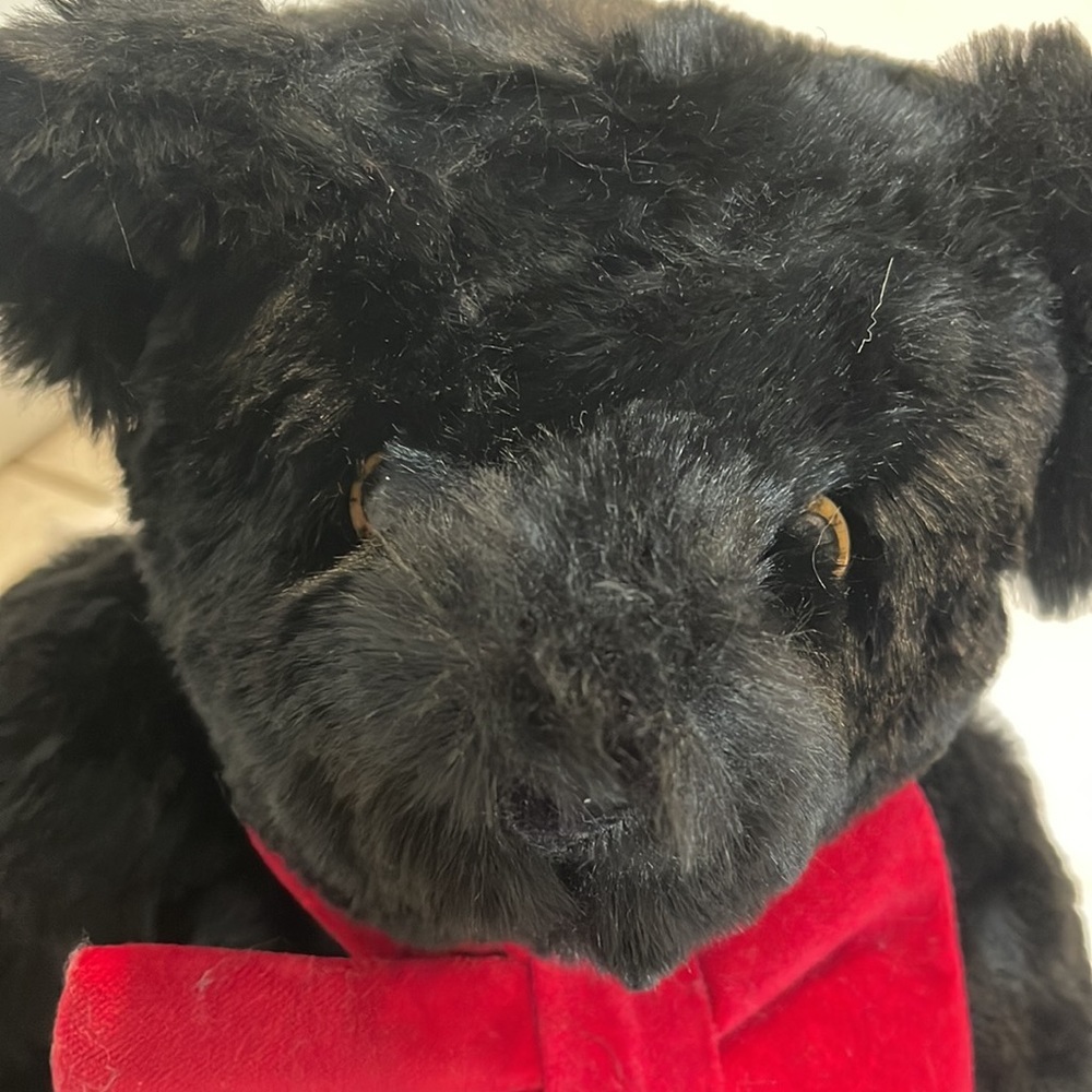 Vermont Teddy Bear Plush Black with Red Bow 16" fully jointed arms legs head USA - Picture 2 of 8